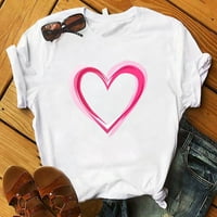 Valentinovo košulje za žene Trendy grafički tee srca Ispis sa kratkim rukavima posade s kratkim rukavima