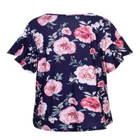 Avamo ljetna košulja za žene dame kratki rukav v Cross Tunic TUNIC TOP CLUALESS Cvjetni tee ruffle majica
