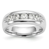 Čvrsta 14k bijelo zlato pet kamena dijamantski kanal vjenčani prsten sa CZ COBIC cirkonijom veličine