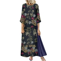 Dyegold sarderes za žensku haljinu - Boho haljina za žene rukav vintage posteljina pamuk plus veličina