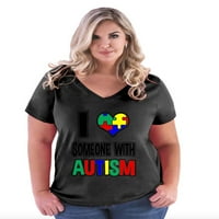 Normalno je dosadno - Ženska majica plus V-izrez, do veličine - volim nekoga s autizmom