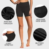 Ženski srednji struk joga kratke hlače za vježbanje, trčanje biciklističke gaćice sa džepovima