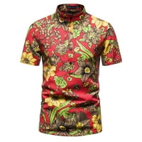 Fragarn muški štand ovratnik kratka majica Havajska plaža stil kratkih rukava Geometrijska cvijeća košulja