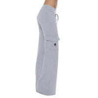 Atinetok teretni hlače Žene Vježbanje gamaše Stretch Struk dugme Pocket yoga teretana Loose hlače Palazzo