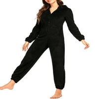 Eyicmarn ženske onie pidžamas kombinezon jesen zimski topli ugodan plišani patent s kapuljačom s kapuljačom