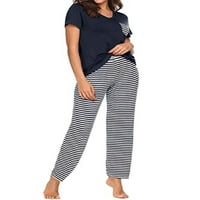 Ženski trak džep patchwork solid boja trajno duge hlače Loungewear Pajemma Set