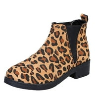 Mali kožne modne čizme Ženske printerske kratke čizme Peta zimske retro cipele Leopard ženske čizme