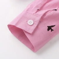 Košulje za žene Ženske ležerne vrhove Dugi rukav Ispis majica Bluze Ženske majice Pink + L