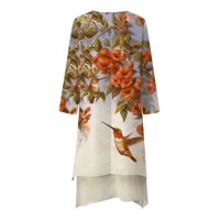 Haljine za žene ženski V-izrez s dugim rukavima cvjetni fit & flare haljina koljena dužina nepravilnog