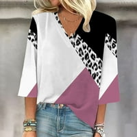 Ženske majice Ležerne rublje V izrez Leopard Boja blok uzorak tiskani vrhovi Slatka putovanja majica