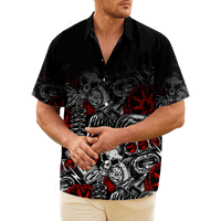 Casual gumb dolje na havajsku majicu kratki rukav za muškarce s lubanjem mehaničkih ljetnih redovnih