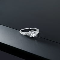 Gem Stone King 1. CT ovalna Bijela cirkonija Bijela je stvorila safir Sterling srebrni prsten