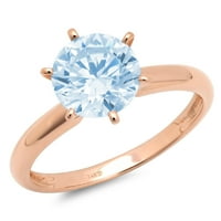 2CT okrugli rez plavi simulirani dijamant 18k 18K ruža Gold Gold Angažman prsten veličine 3.5