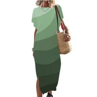 Maxi haljina za ženske ležerne haljine za odmor na plaži Ležerne haljine s kratkim rukavima s prorezom zelenim m