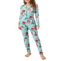 Allshope ženske božićne pidžame romper dugih rukava dolje Down Sleep služba za spavanje crtane noćne