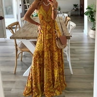 ManXivoo haljina na plaži Women V izrez Sling cvjetna dugačka haljina Boemska plaža Duga haljina Boho
