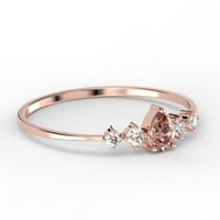 Zasljepljujući minimalistički 1. karatni kruški rez morgatit i dijamantski moissan klasični zaručnički prsten, pristupačan vjenčani prsten u 10K čvrstih ruža zlata, poklon za njezino obećanje prsten, obljetni prsten