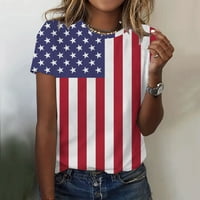 ECQKAME 4. jula Žene Američki učinilo patriotske majice za čišćenje modne žene Ljeto labavi ispis okrugli