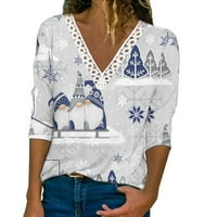 Binmer ženske majice s dugim rukavima plus veličina Top V izrez Gradient Ispis Redovni vrh dugih rukava