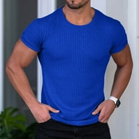 Muška majica Summer Vertikalna prugasta čvrsta boja okrugli vrat Stretch Fitness Fitness FIT TRENUTNO