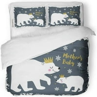 Posteljina Plava Porodica Slatka polarna medvjeda Majka i Baby Božićna bijela Velika veličina Duvet pokrov sa jastukom za kućnu posteljinu Dekoracija sobe