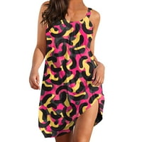 Za ženska haljina na plaži haljina bez rukava mini haljine casual leopard print ljuljačka plaža