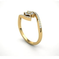 Nije poboljšan 0,3CT okrugli rez Diamond Prong ženska maštovita prstena Solidna godišnjica vjenčanica