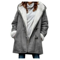 Veličina plus kaput plus dugačak čvrsti kopč za kopču džepne džepne žene zimski baršun ženski kaput