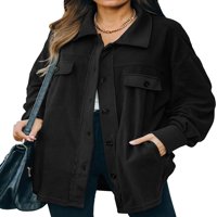 Dragelove ženske prevelike jakne s jednim grudima sa džepovima, casual dugih rukava od košulja s dugim