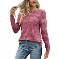Miayilima džemper za žene Žene Jesen i zimska puna boja lagana kasuta s dugim rukavima Ležerne prilike
