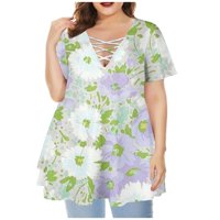 Ljetne ženske košulje Ženski najvremeni letnji letnji kratki kratki čahuralni rukavac Elegantni tiskani