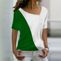 Ženski vrhovi ženski modni ležerni temperament V-izrez labavi geometrijski tisak kratkih rukava majica