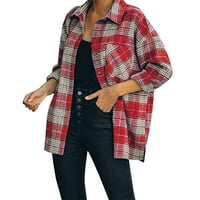 Ženske vrhove Flannel plairana lagana težina tanka jakna košulja Raglan dugi rukav s dugim rukavima
