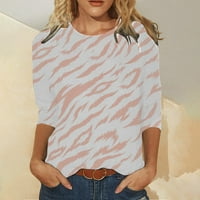Hueook majice za žene plus veličine s dugim rukavima otisnuta modna ležerna bluza okrugla pulover majice