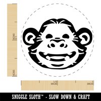 Grinning Chimpanzee Appe majmun licem samo-inkinga gumenog mastilo stamper - Sky plava tinta - srednja