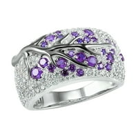 Wozhidaoke prstenovi za žene P LUM cvjetni podružni prsten Dame Creative Diamond Dame circon prsten za vjenčanje Rođendan za žene