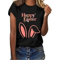 Žene Ležerne prilike za sretne crtane zečeve tiskane majice kratkih rukava okrugli vrat labavi top dame