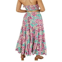 Ženska ljetna suknja Boho elastična struka nagnuta a-lina Flowy slojevita slojevita suknja sa džepovima