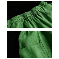 Hesxuno hlače za žene za žene, ljetno čišćenje ženske posteljine hlače elastične visoke struk obrezane hlače čvrsto boje ravne noge pantalone s džepovima