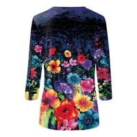 Strungten Ljetni ženski modni casual Three Quarter rukav cvjetni tasteri Ispisuju pulover okruglog vrata