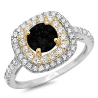 1.75ct okrugli rez crni prirodni ony 18k bijelo žuto zlato ugraviranje izjava bridalna godišnjica angažman vjenčanje halo prstena veličine 6