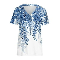 Tking Fashion Womens Ljeto Plus Veličina V izrez kratki rukav Ležerne prilike labavih tiskanih majica