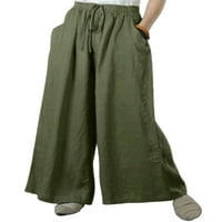 Voguele Dame Loungewear Solid Color Palazzo Pant Wide noga Hlače Holiday pantalone sa džepovima Vojska
