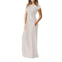 Ženske haljine klirence kratki rukav Maxi moda A-line ispisana scoop vrat ljetna haljina bijela xl