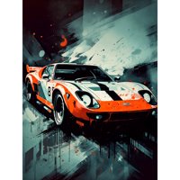 Sportski automobil Racing ulje slikanje Supercar Vožnja narančasta Poklon za njega Veliki zidni umjetnički