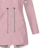 Hood pune plus veličine Atletska vjetrobranska lagana kišna jakna Ženska čišćenje ružičaste veličine