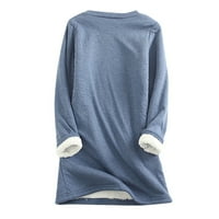 Ženska zimska košulja za toplu flišu trendy pokloni opuštena bluza s dugim rukavima, pulover sa čvrstim