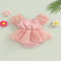Princeze za bebe Girls Sweet Romper haljina kratki lisnatni rukavac Polka Dot Mesh čipka Tutu Tumpsuits