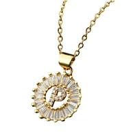 Ogrlice za žene Gnobogi Fashion English Pismo ogrlica s približnom ogrlicom za okrugle slova Zircon