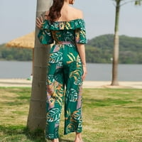Penskeiy Jumpsuits za žene Žensko ljeto s ramena cvjetni kombinezon za odmor Šifonsko plaže Zgazda Green